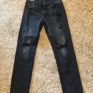 Mens Black Distressed American Eagle Jeans- Flex